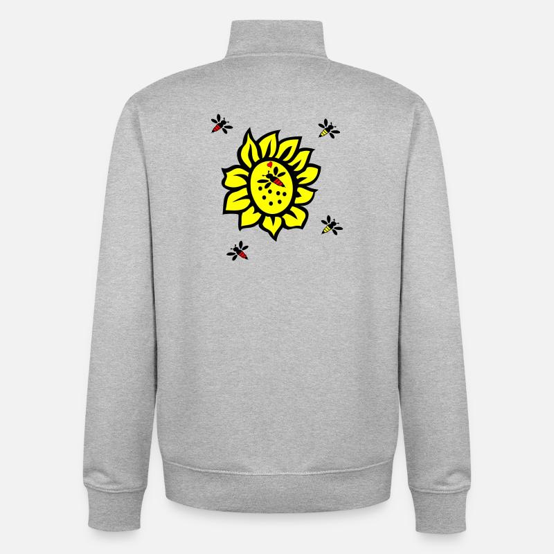 Sonnenblume, Bienen - Unisex Organic Zip Sweatshirt von Stanley/Stella - Grau meliert