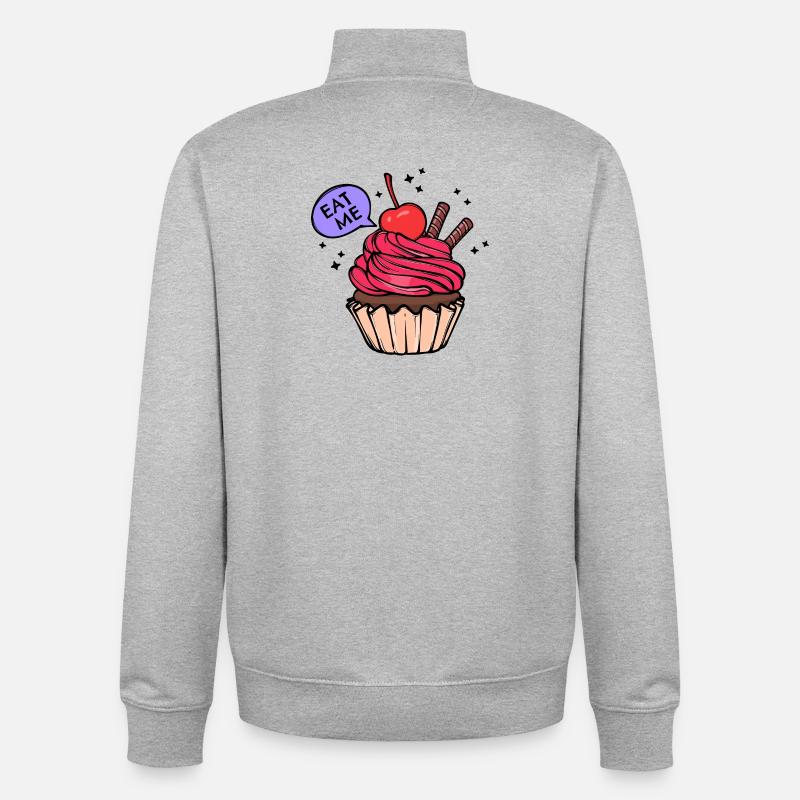 Cupcake Statement Dessert Baking Sweets - Unisex Organic Zip Sweatshirt by Stanley/Stella - heather grey