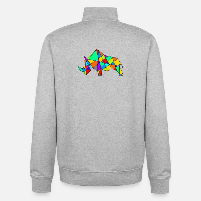 Geometrisches Kamel Puzzle Neonfarben - Unisex Organic Zip Sweatshirt von Stanley/Stella - Grau meliert