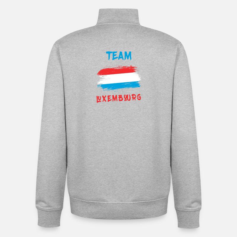 Drapeaux de l'équipe du Luxembourg - Sweat zippé unisexe en coton bio Stanley/Stella - gris chiné