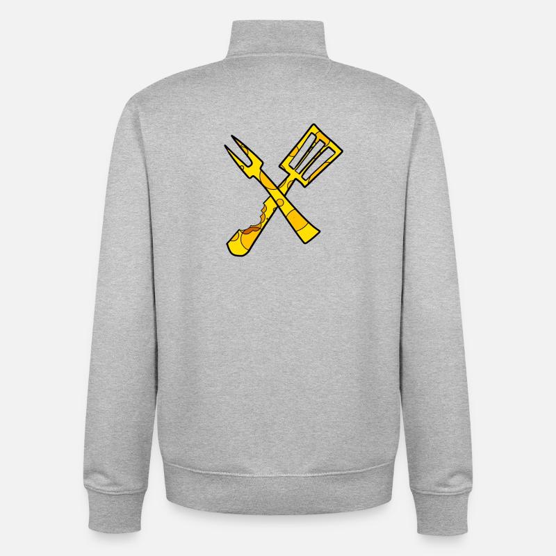 Cuisinier au fromage - Sweat zippé unisexe en coton bio Stanley/Stella - gris chiné