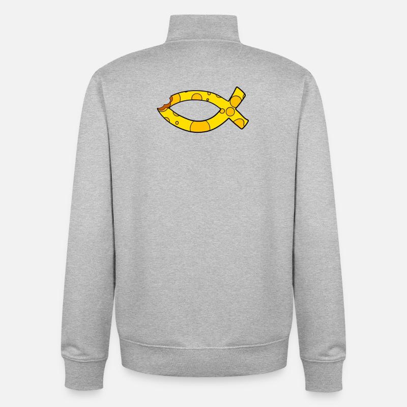Fromage symbole de poisson - Sweat zippé unisexe en coton bio Stanley/Stella - gris chiné