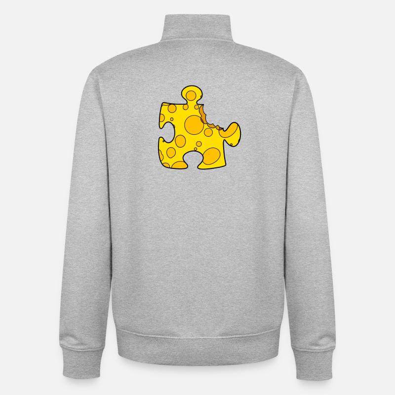 Käse Puzzle - Unisex Organic Zip Sweatshirt von Stanley/Stella - Grau meliert