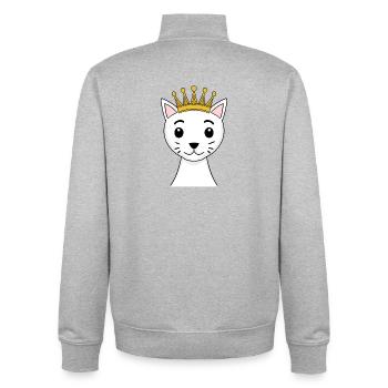 Chat avec couronne - Angora turc avec couronne - Sweat zippé unisexe en coton bio Stanley/Stella - gris chiné - Dos - AI Model Male 185 light (185cm)