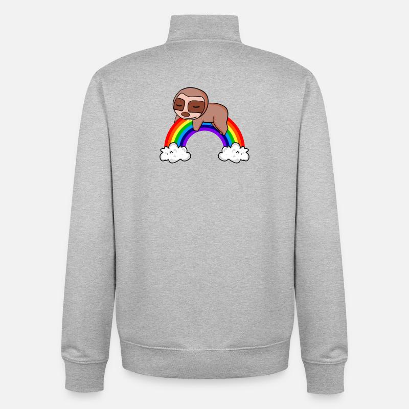 Rainbow Sloth - Unisex Organic Zip Sweatshirt by Stanley/Stella - heather grey