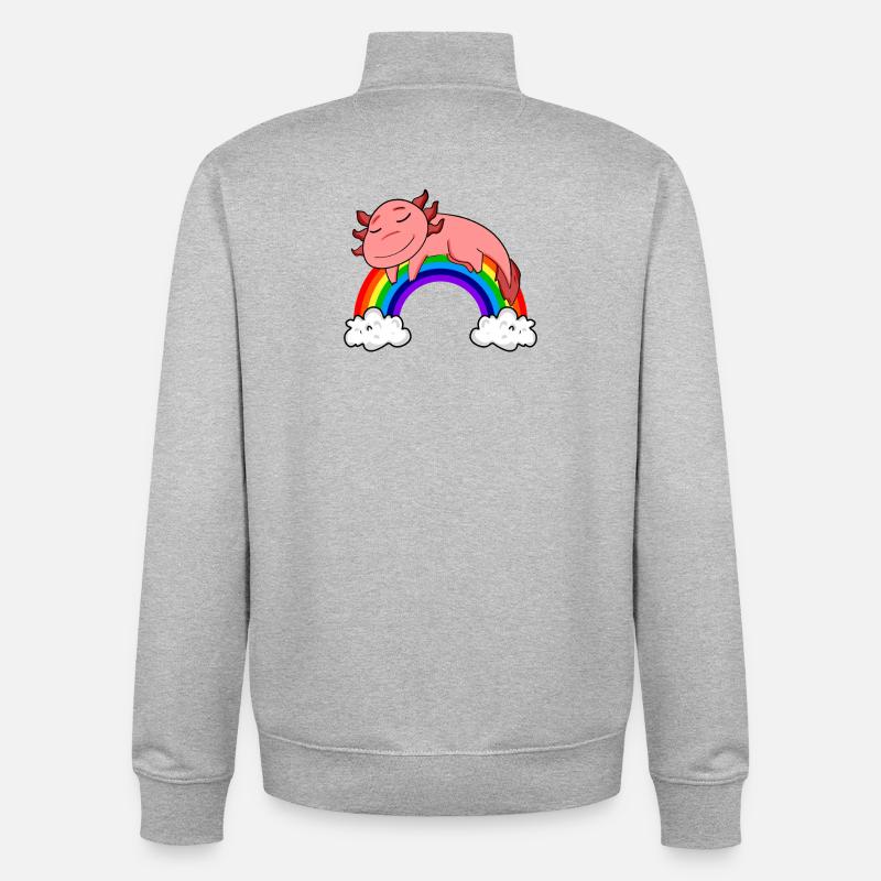 Regenbogen Axolotl - Unisex Organic Zip Sweatshirt von Stanley/Stella - Grau meliert