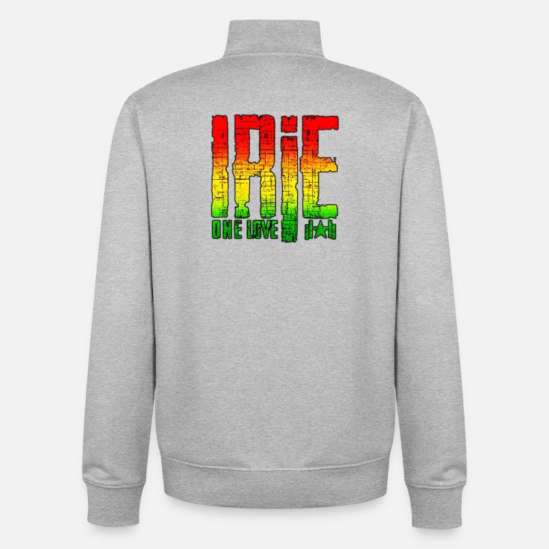 Reggae Peace Symbols on Graffiti Background - Unisex Organic Zip Sweatshirt by Stanley/Stella - heather grey
