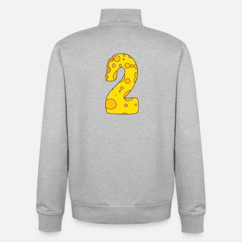 Number 2 Digit Cheese - Unisex Organic Zip Sweatshirt by Stanley/Stella - heather grey