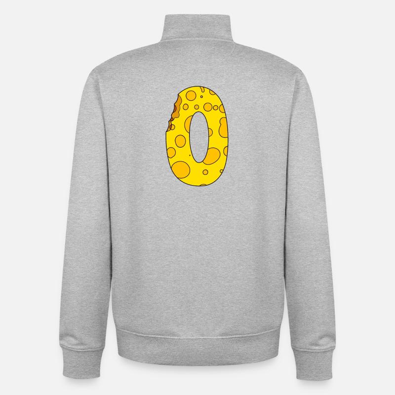 Number 0 Digit Cheese - Unisex Organic Zip Sweatshirt by Stanley/Stella - heather grey