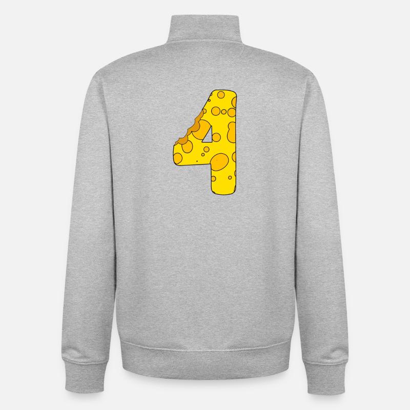 Number 4 Digit Cheese - Unisex Organic Zip Sweatshirt by Stanley/Stella - heather grey