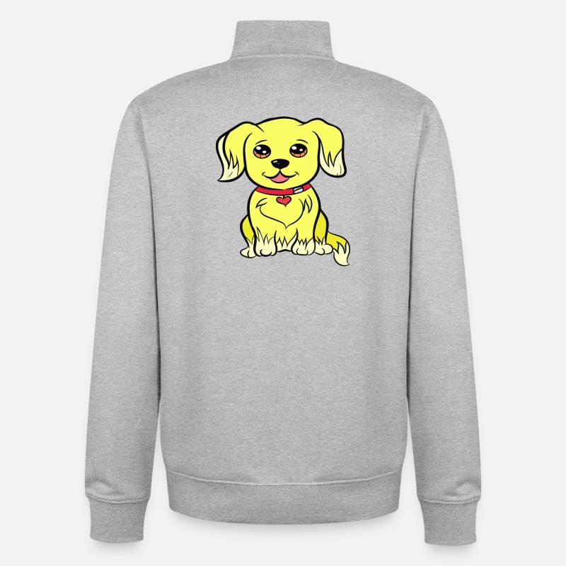 Conception de chien Kawaii - Sweat zippé unisexe en coton bio Stanley/Stella - gris chiné