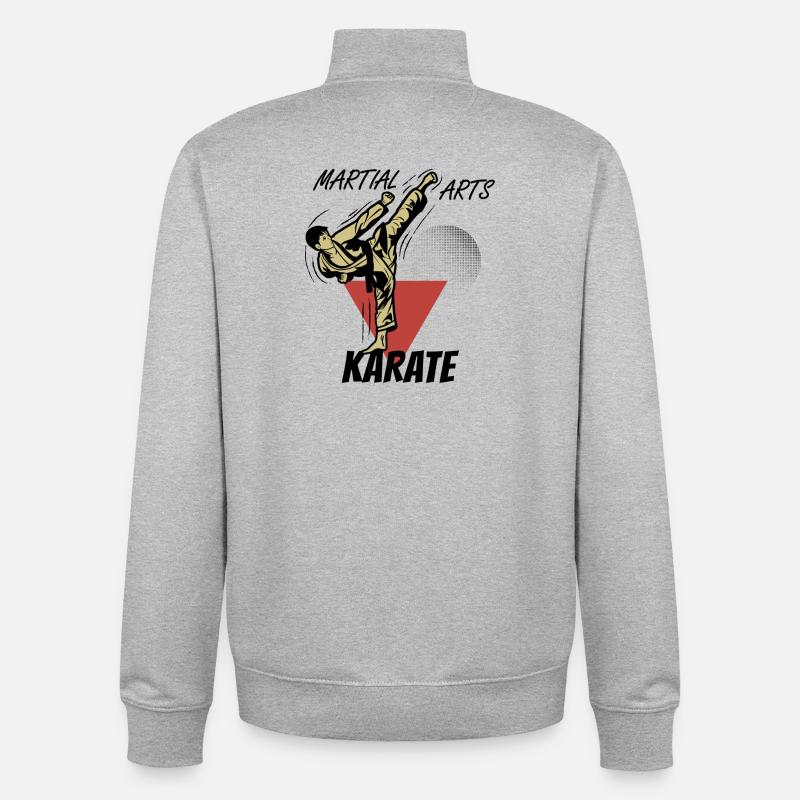 Assaut de Karate Traditionnel Joie - Sweat zippé unisexe en coton bio Stanley/Stella - gris chiné