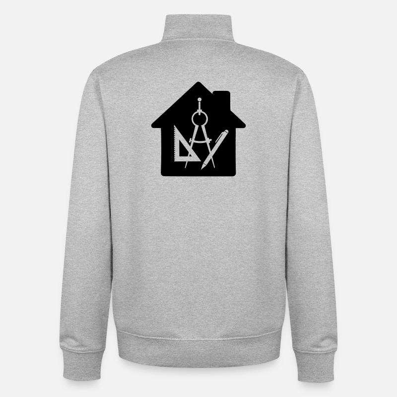 Logo architect house drawing 2 - Unisex Organic Zip Sweatshirt by Stanley/Stella - heather grey