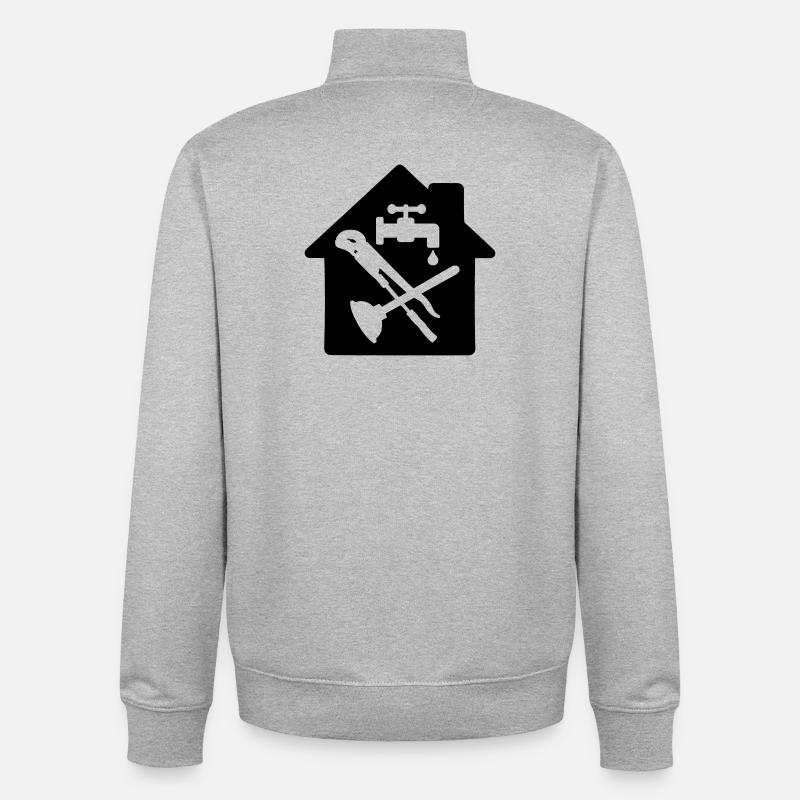 Plombier logo d’outil dans le chalet - Sweat zippé unisexe en coton bio Stanley/Stella - gris chiné