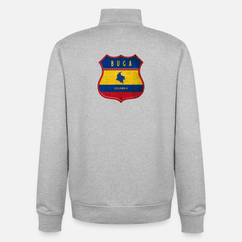 Buga Kolumbien Wappen Design - Unisex Organic Zip Sweatshirt von Stanley/Stella - Grau meliert