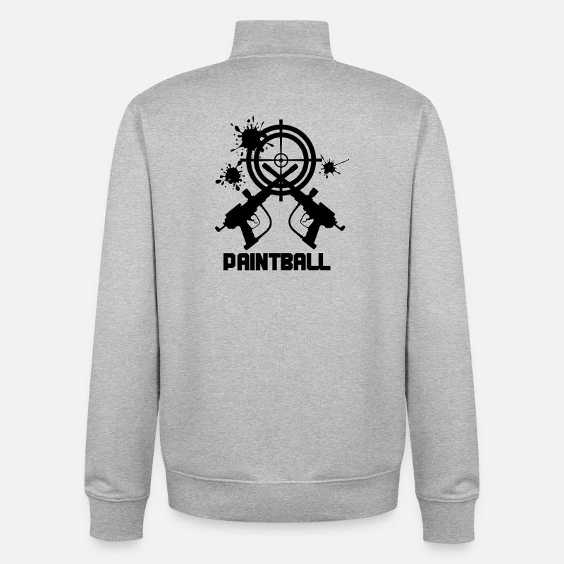 Cible de paintball avec deux pistolets - Sweat zippé unisexe en coton bio Stanley/Stella - gris chiné