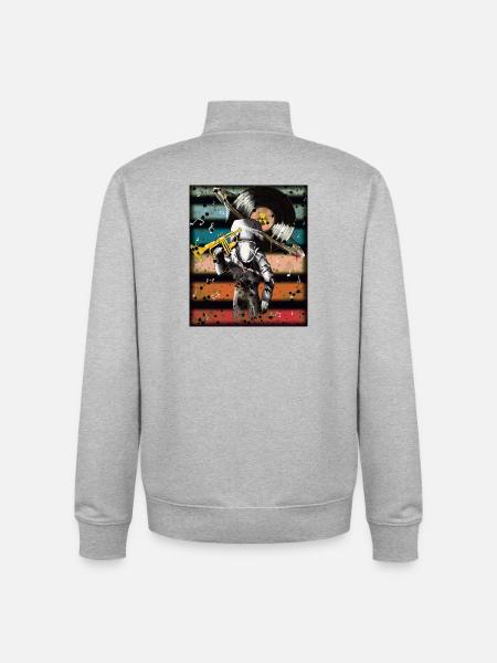 Astronaut Music Vinyl Art - Unisex Organic Zip Sweatshirt by Stanley/Stella - heather grey