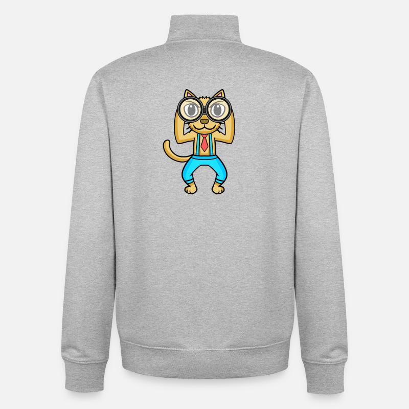 Teleskop Astronomie Astronom Katze - Unisex Organic Zip Sweatshirt von Stanley/Stella - Grau meliert
