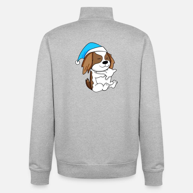 Chien de race Charles Spaniel - Sweat zippé unisexe en coton bio Stanley/Stella - gris chiné