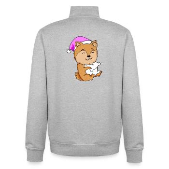 Chien de race Zwergspitz - Sweat zippé unisexe en coton bio Stanley/Stella - gris chiné - Dos - AI Model Male 185 light (185cm)