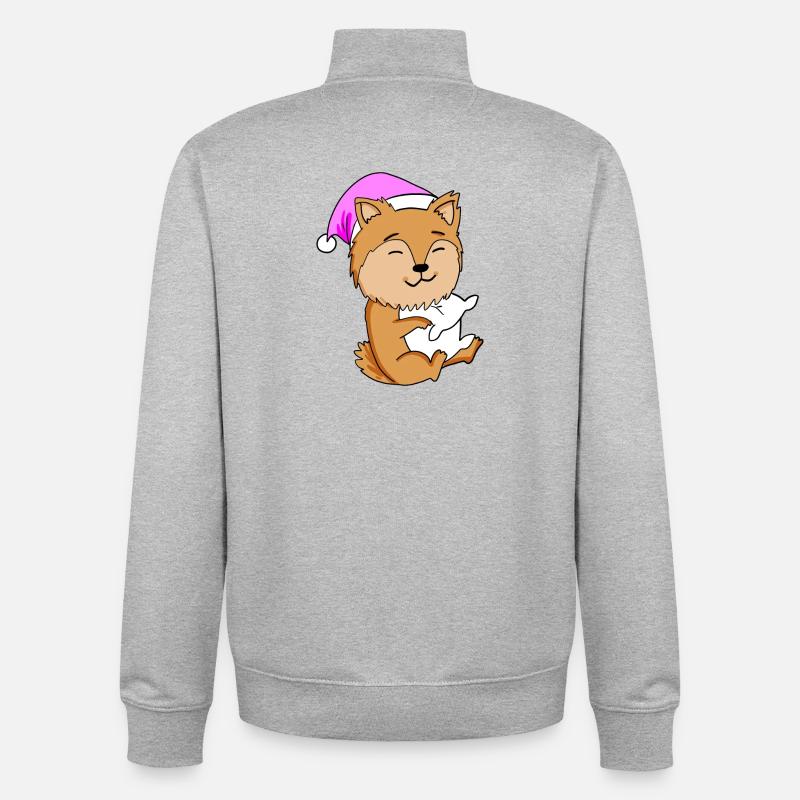 Chien de race Zwergspitz - Sweat zippé unisexe en coton bio Stanley/Stella - gris chiné