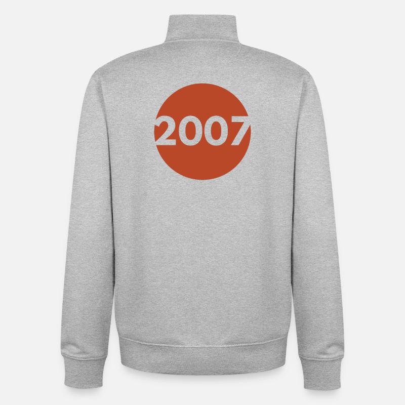 2007 Orange Rétro - Sweat zippé unisexe en coton bio Stanley/Stella - gris chiné