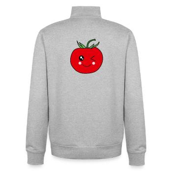 Visage de tomate pour les amateurs de nourriture - Sweat zippé unisexe en coton bio Stanley/Stella - gris chiné - Dos - AI Model Male 185 light (185cm)