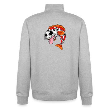 Japanese Koi Fish Illustration Gift - Unisex Organic Zip Sweatshirt by Stanley/Stella - heather grey - Back - AI Model Male 185 light (185cm)