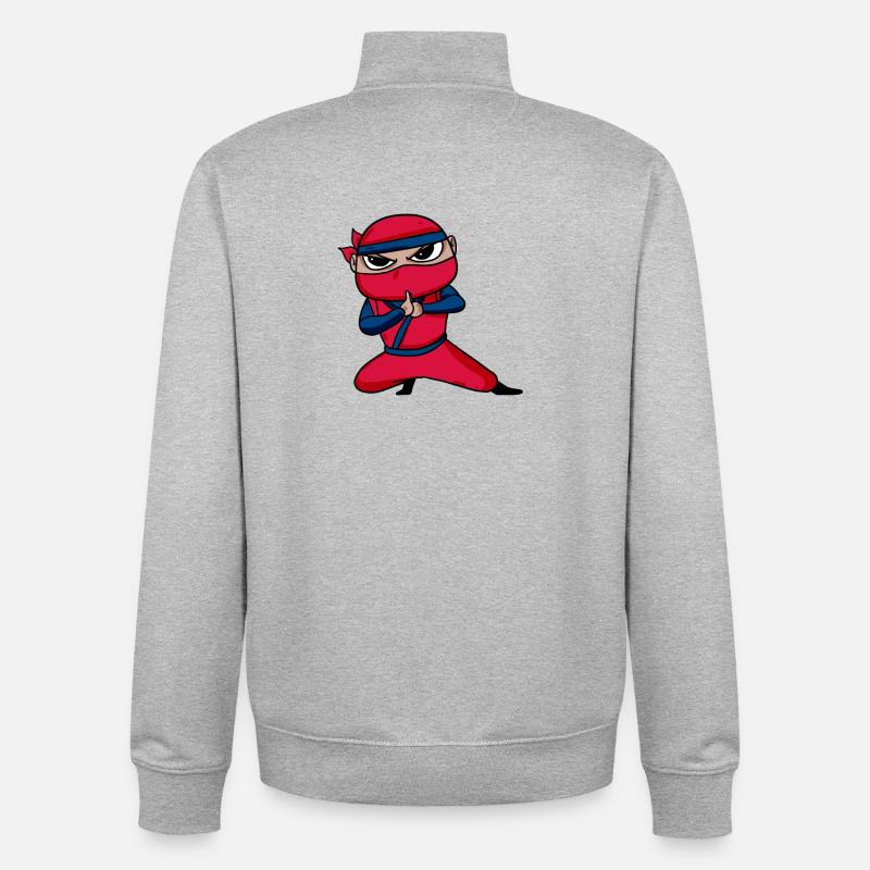 Ninja Rot - Unisex Organic Zip Sweatshirt von Stanley/Stella - Grau meliert