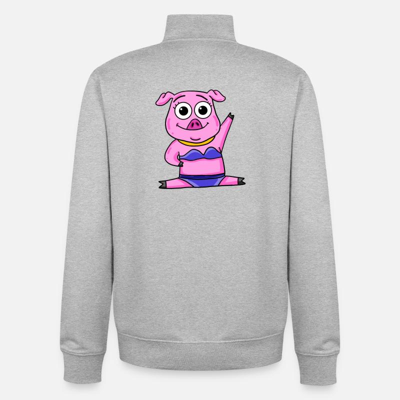 Cochon - Sweat zippé unisexe en coton bio Stanley/Stella - gris chiné