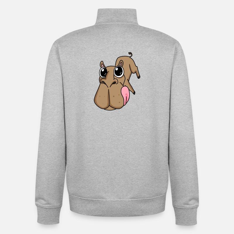 Kamel großes Gesicht - Kamel Kopf - Unisex Organic Zip Sweatshirt von Stanley/Stella - Grau meliert