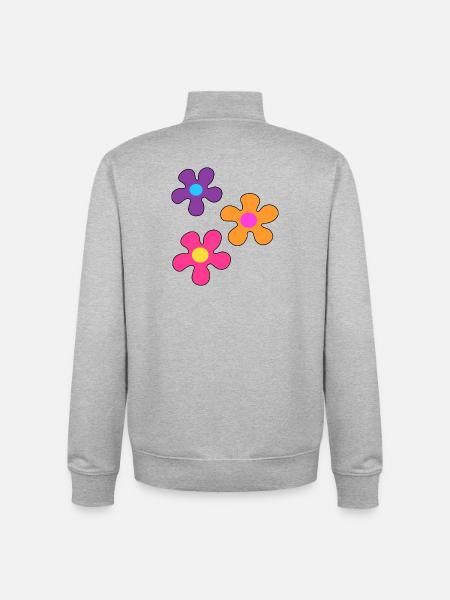 Hippie flowers - Unisex Organic Zip Sweatshirt by Stanley/Stella - heather grey