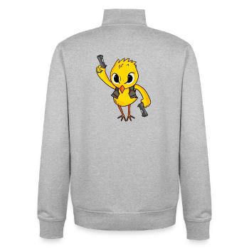Chicks with pistol - Unisex Organic Zip Sweatshirt by Stanley/Stella - heather grey - Back - AI Model Male 185 light (185cm)