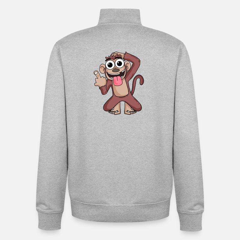 Affe, der Mittelfinger zeigt - Unisex Organic Zip Sweatshirt von Stanley/Stella - Grau meliert