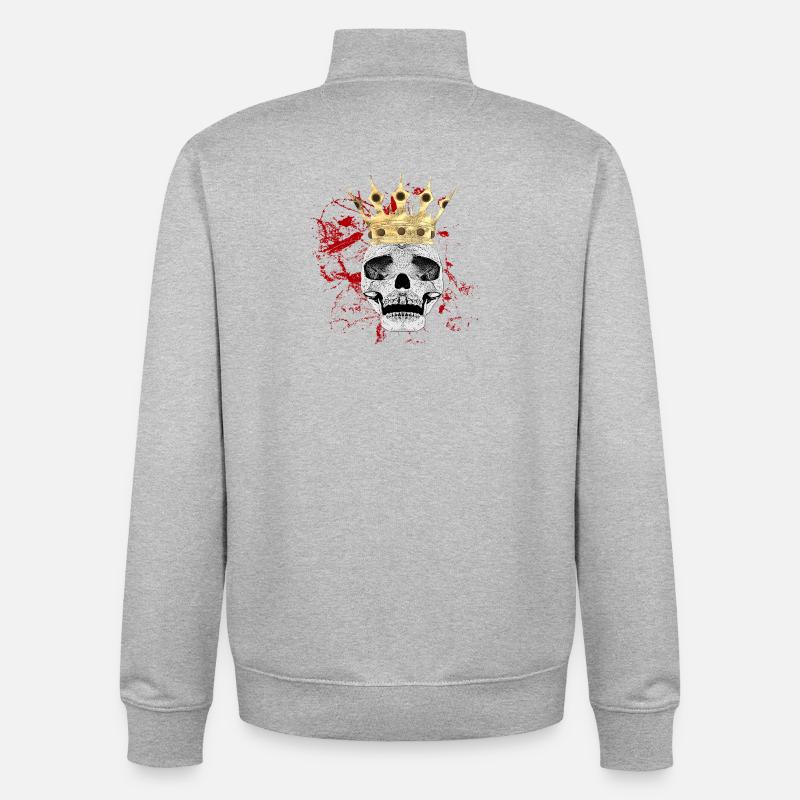 Menschenschädel, Blutflecken, gothic motiv - Unisex Organic Zip Sweatshirt von Stanley/Stella - Grau meliert