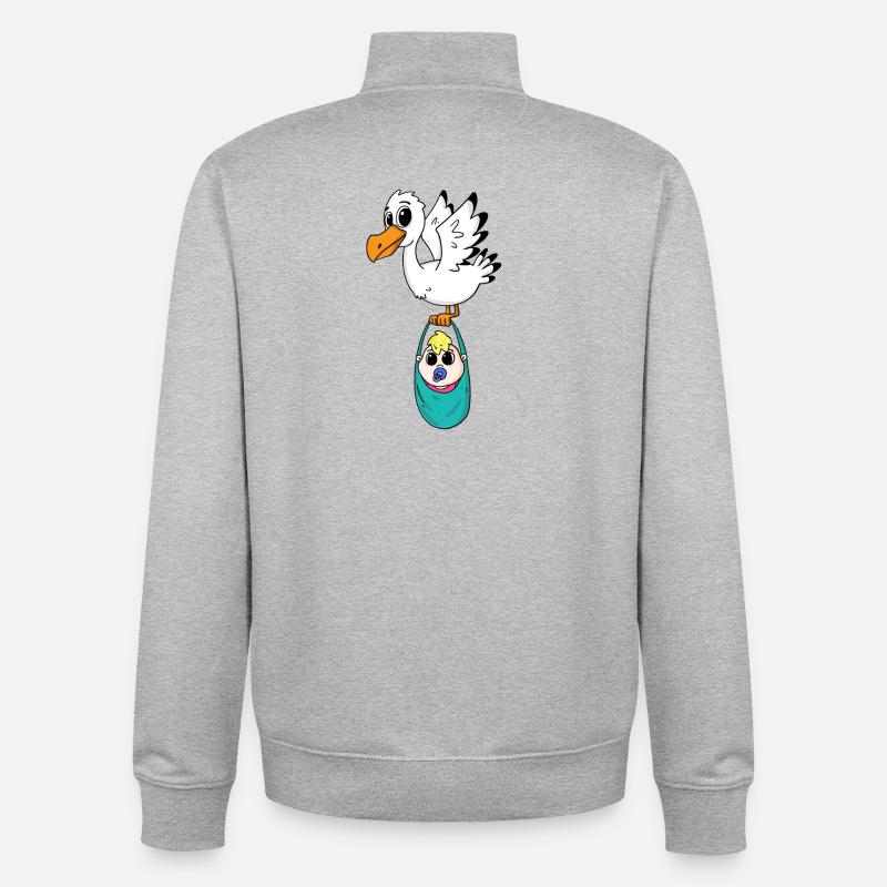 Vogel mit Baby Schwangerschaft - Unisex Organic Zip Sweatshirt von Stanley/Stella - Grau meliert