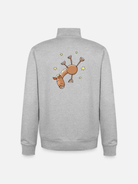 Funny horse doing handstand - Unisex Organic Zip Sweatshirt by Stanley/Stella - heather grey