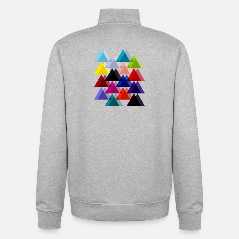 Triangles doubles - Sweat zippé unisexe en coton bio Stanley/Stella - gris chiné