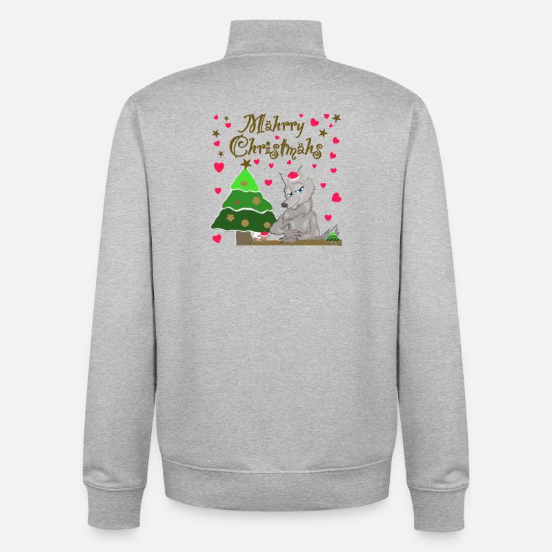 Kultiger Wolf hat Weihnachten Schaf unterm Baum - Unisex Organic Zip Sweatshirt von Stanley/Stella - Grau meliert