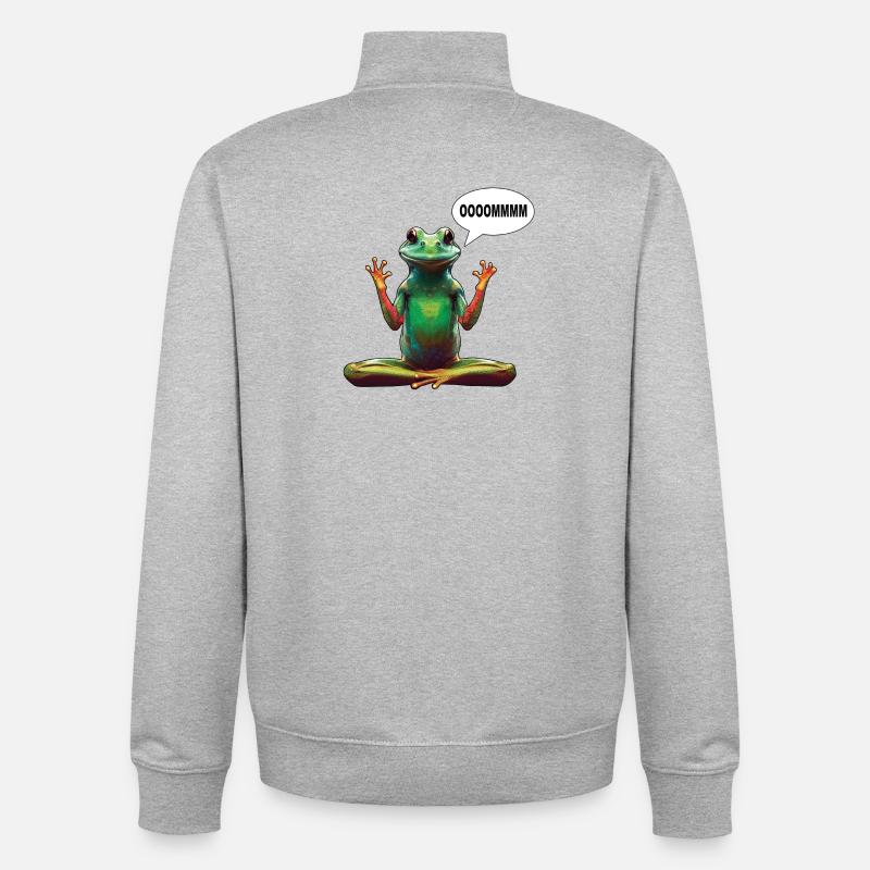 Grenouille de yoga - Sweat zippé unisexe en coton bio Stanley/Stella - gris chiné