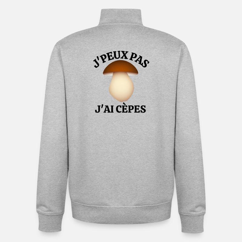 cèpes, champignon, ramasser des champignon - Sweat zippé unisexe en coton bio Stanley/Stella - gris chiné