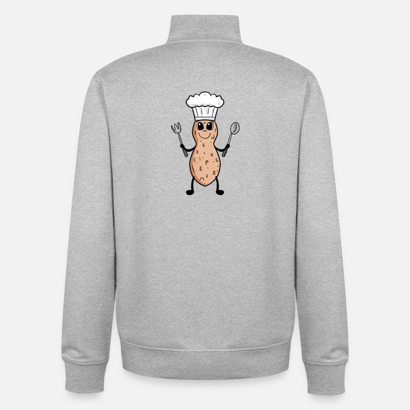 Peanut Chef Cooking Restaurant Gift - Unisex Organic Zip Sweatshirt by Stanley/Stella - heather grey