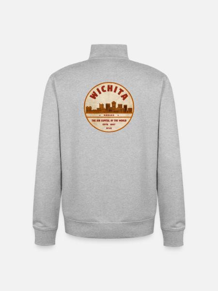 Wichita USA - Unisex Organic Zip Sweatshirt by Stanley/Stella - heather grey