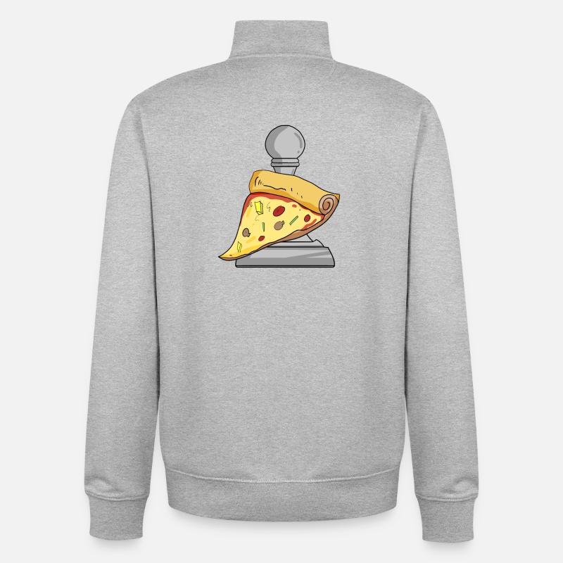 Échecs et pizza - Sweat zippé unisexe en coton bio Stanley/Stella - gris chiné