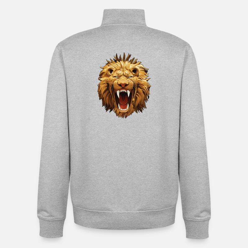 Löwe brüllt - Unisex Organic Zip Sweatshirt von Stanley/Stella - Grau meliert