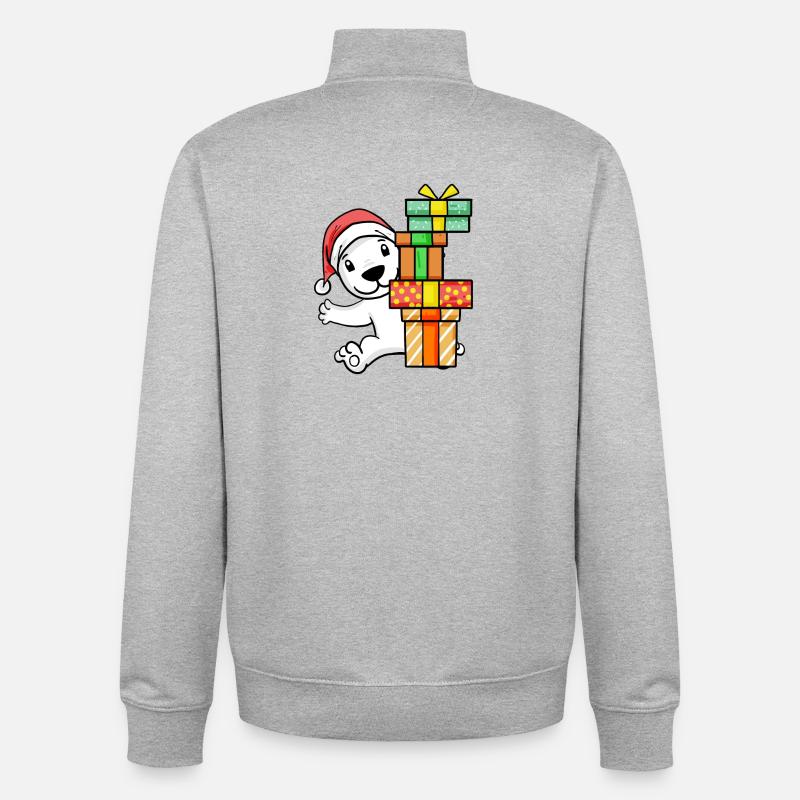 Weihnachten Eisbär mit Geschenke - Unisex Organic Zip Sweatshirt von Stanley/Stella - Grau meliert