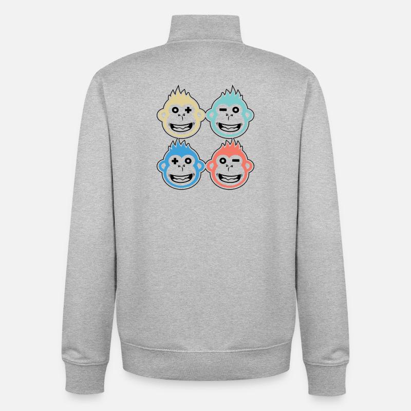 4 glückliche Affen - Unisex Organic Zip Sweatshirt von Stanley/Stella - Grau meliert