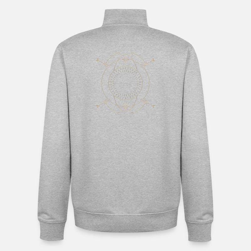Conception de l’orbite du cercle d’étoile dorée - Sweat zippé unisexe en coton bio Stanley/Stella - gris chiné
