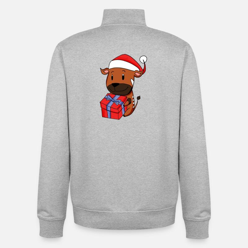 Noël Antilope Bébé avec Cadeau - Sweat zippé unisexe en coton bio Stanley/Stella - gris chiné