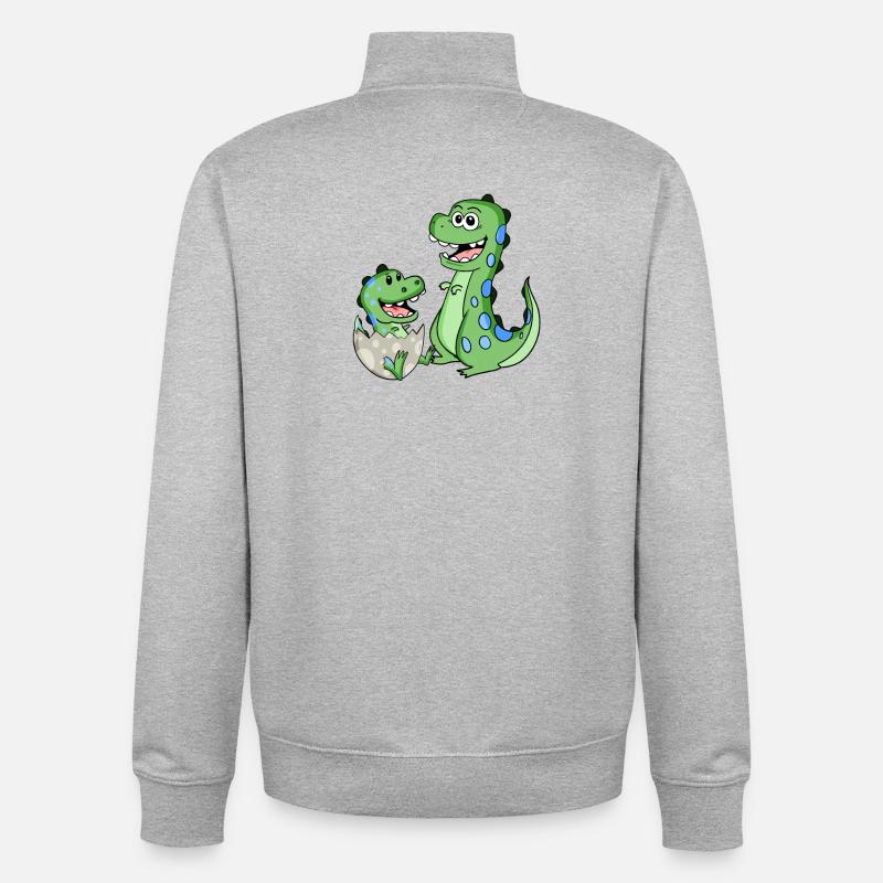 Dinosaure avec bébé dinosaure - Sweat zippé unisexe en coton bio Stanley/Stella - gris chiné